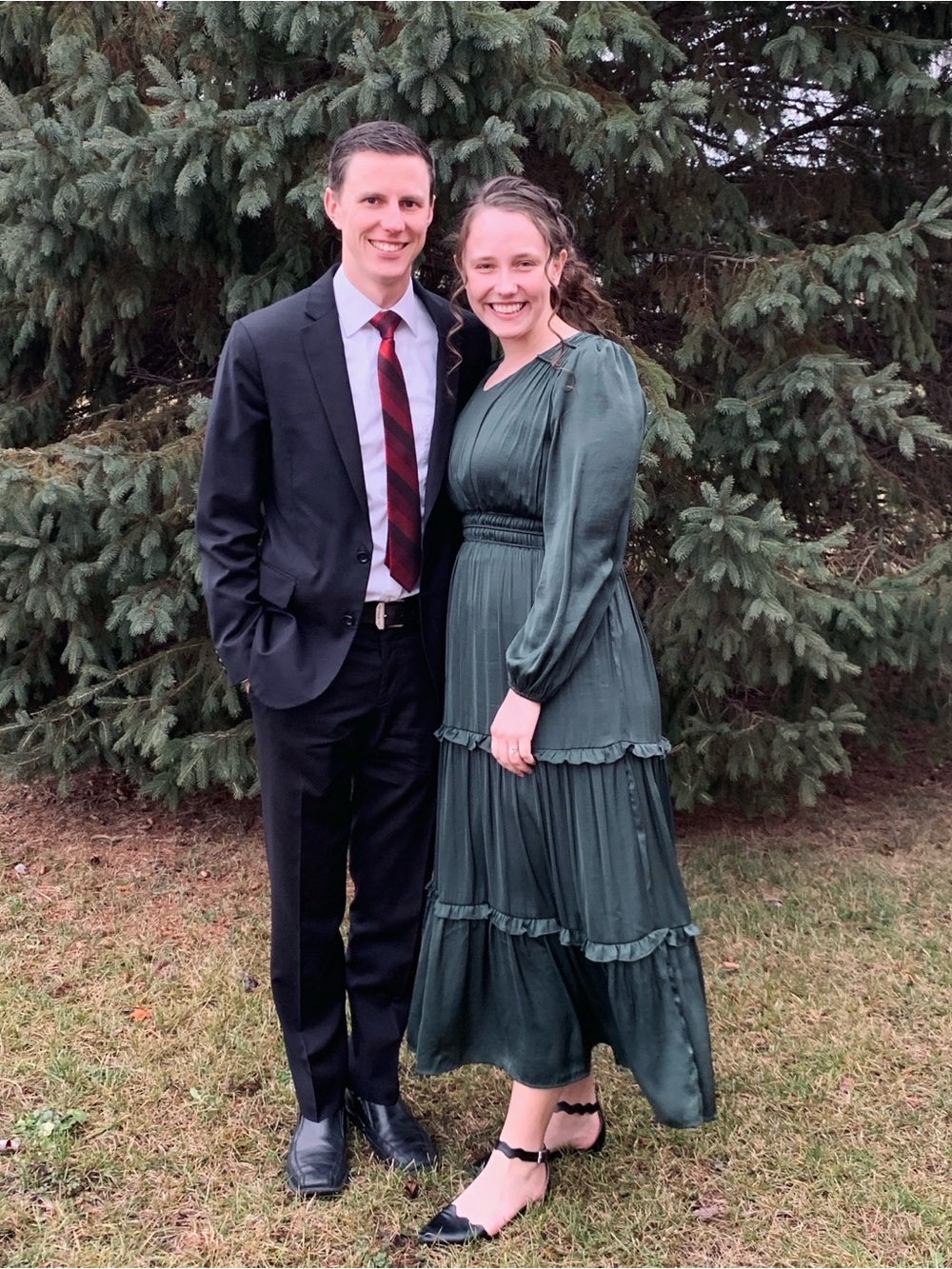 orange creek Dark Green Long Sleeve Tiered Maxi Dress
